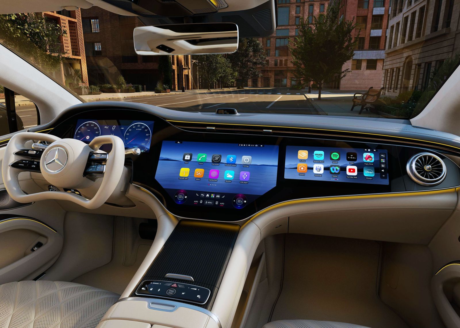 Mercedes-Benz EQS 2027 Interior Dashboard Yoke Steering Wheel 55-inch MBUX Hyperscreen