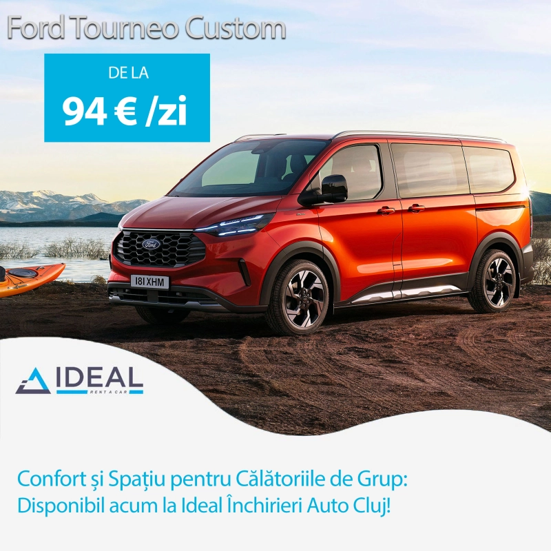 Ford Tourneo Custom 2024 – Confort și Spațiu pentru Călătoriile de Grup, Disponibil acum la Ideal Închirieri Auto Cluj!