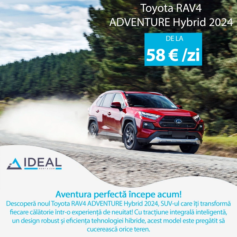 Toyota RAV4 ADVENTURE Hybrid 2024: Aventura Perfectă te Așteaptă la Ideal inchirieri auto Cluj!