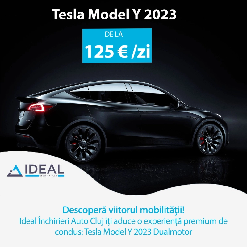 Tesla Model Y Dualmotor: Top electric performance, now available at Ideal rent a car Cluj