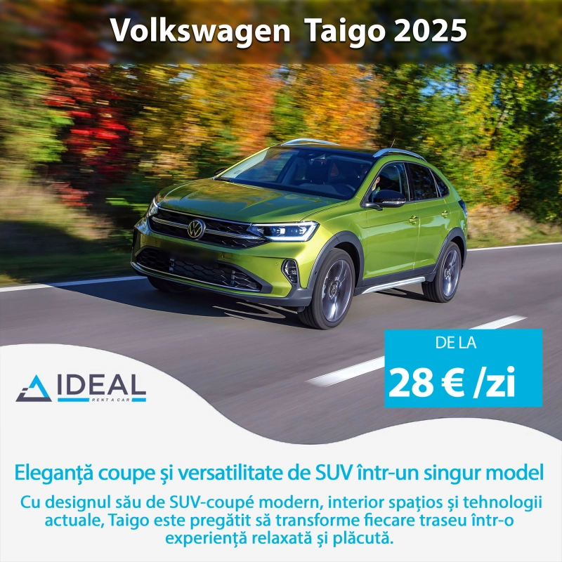 Noul VW Taigo 2025: SUV-coupé agil pentru oraș și drumuri de vacanță