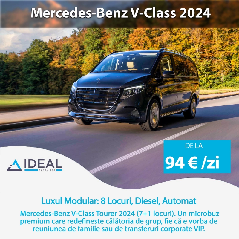 Închirieri Microbuz Premium la Cluj: V-Class Tourer 2024 pentru Familii și Corporate