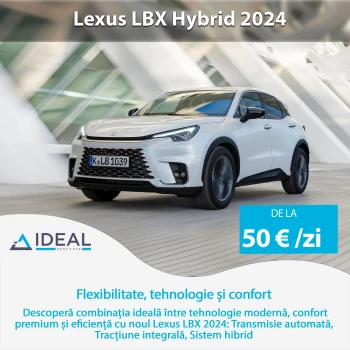 Lexus LBX 2024: affordable hybrid luxury at Ideal rent a car Cluj