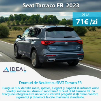 Explorează Transilvania în Această Toamnă la Volanul unui SUV SEAT Tarraco FR de la Ideal rent a car Cluj